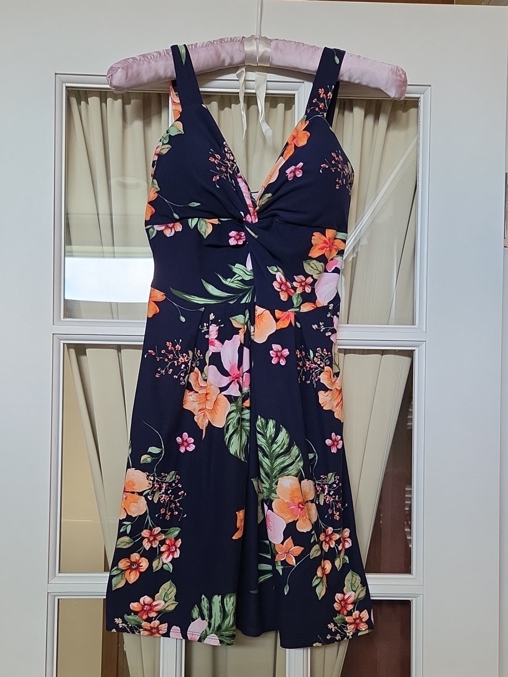 Navy Floral Twist-Front Sundress - Women's